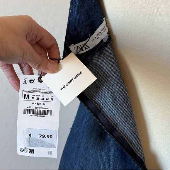 Zara Dark Blue Denim Midi Dress - Picture 10 of 10